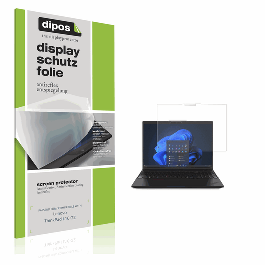 Matte Displayschutzfolie von dipos passend für Lenovo ThinkPad L16 G2, präziser Zuschnitt und blasenfrei montiert