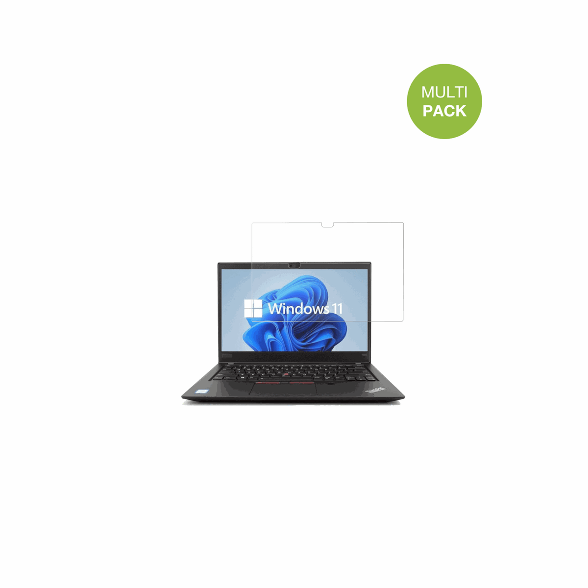 LenovoThinkPad T490s mit aufgebrachter dipos Displayschutzfolie, die lästige Fingerabdrücke minimiert