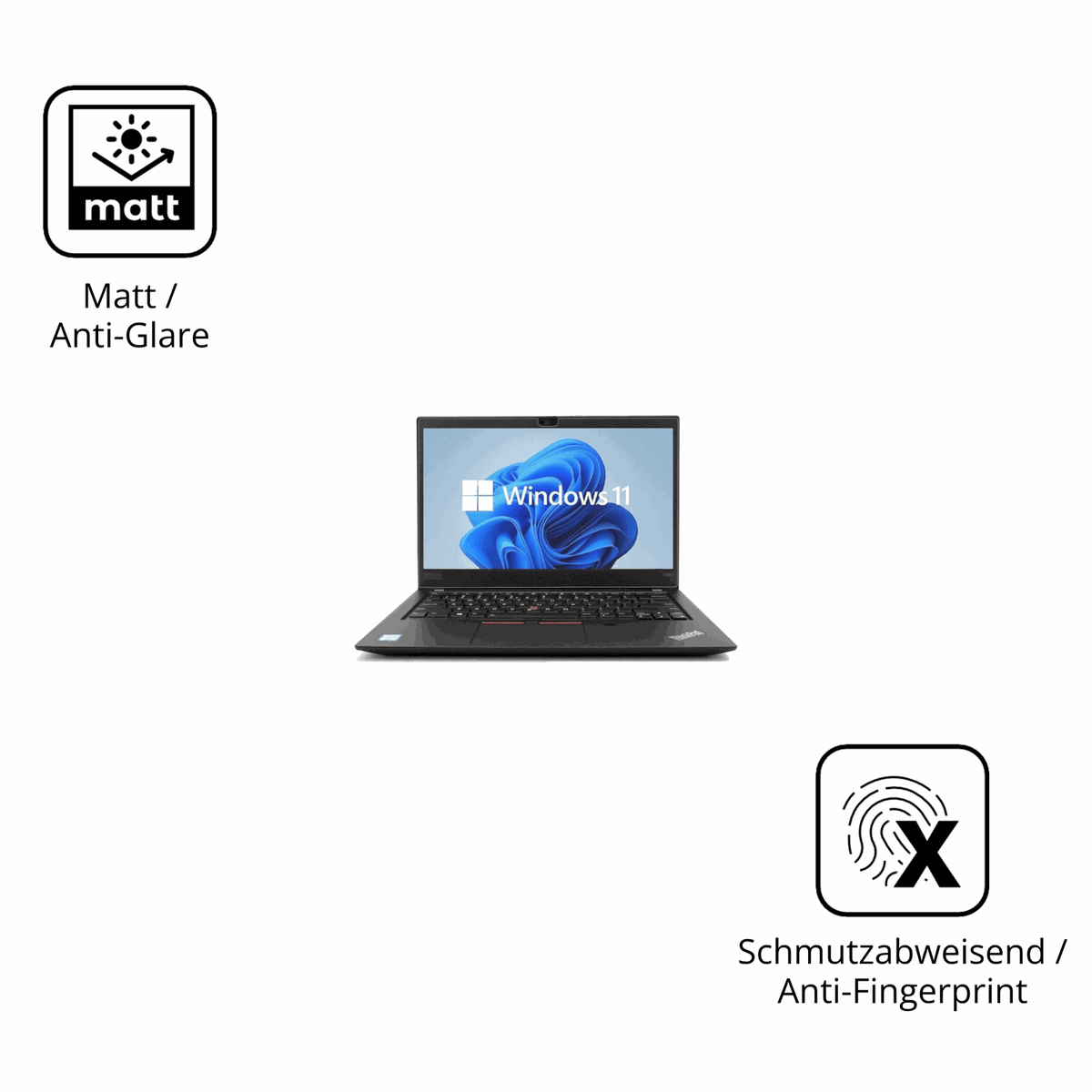 Dünne und entspiegelnde Folie passend zugeschnitten für Lenovo ThinkPad T490s