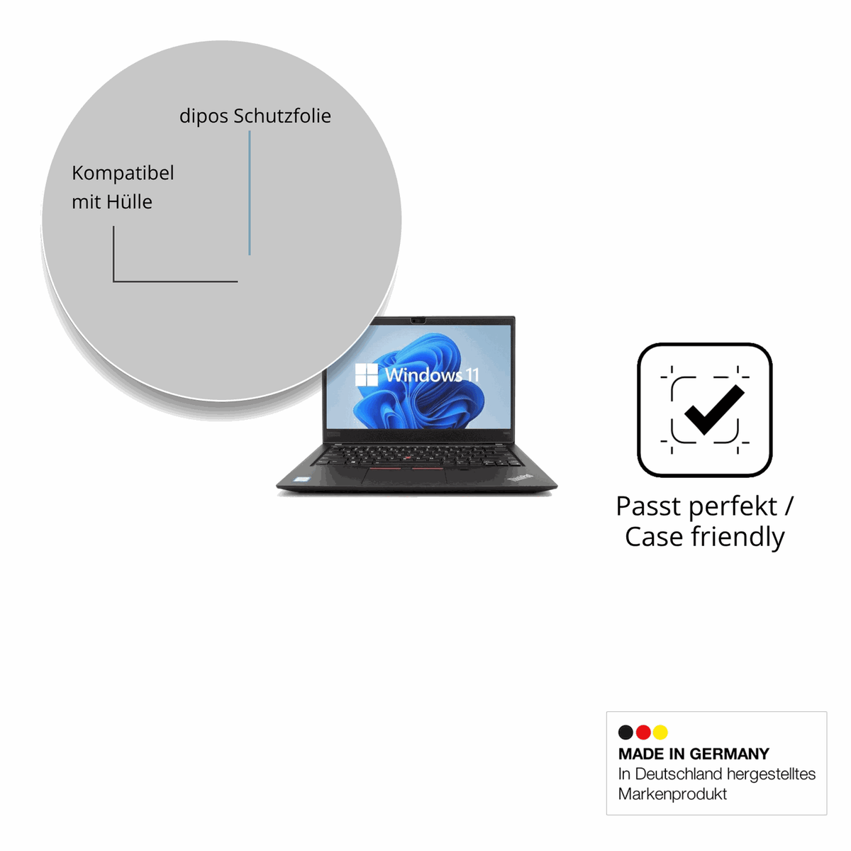 Schutzfolie mit optimaler Passform, zur Verwendung mit Hüllen geeignet