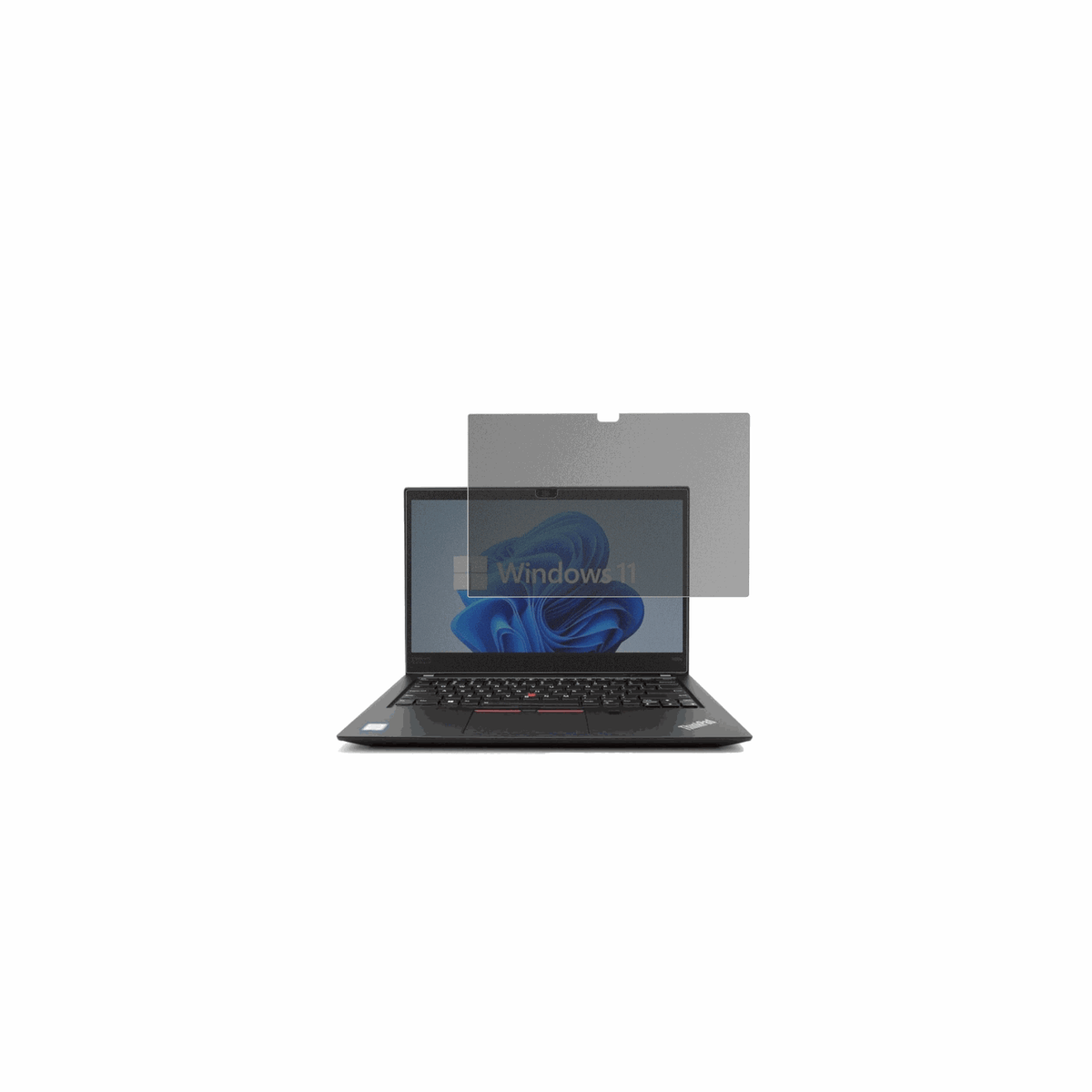 LenovoThinkPad T14s Gen 1 mit aufgebrachtem dipos Displayschutz, der seitliche Einblicke blockiert