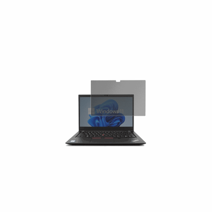 LenovoThinkPad T14s Gen 1 mit aufgebrachtem dipos Displayschutz, der seitliche Einblicke blockiert