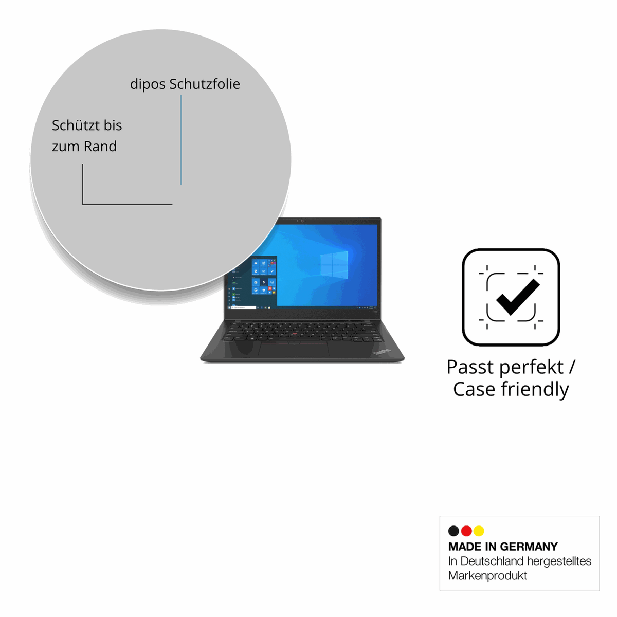 Schutzglasfolie mit optimaler Passform, zur Verwendung mit Hüllen geeignet