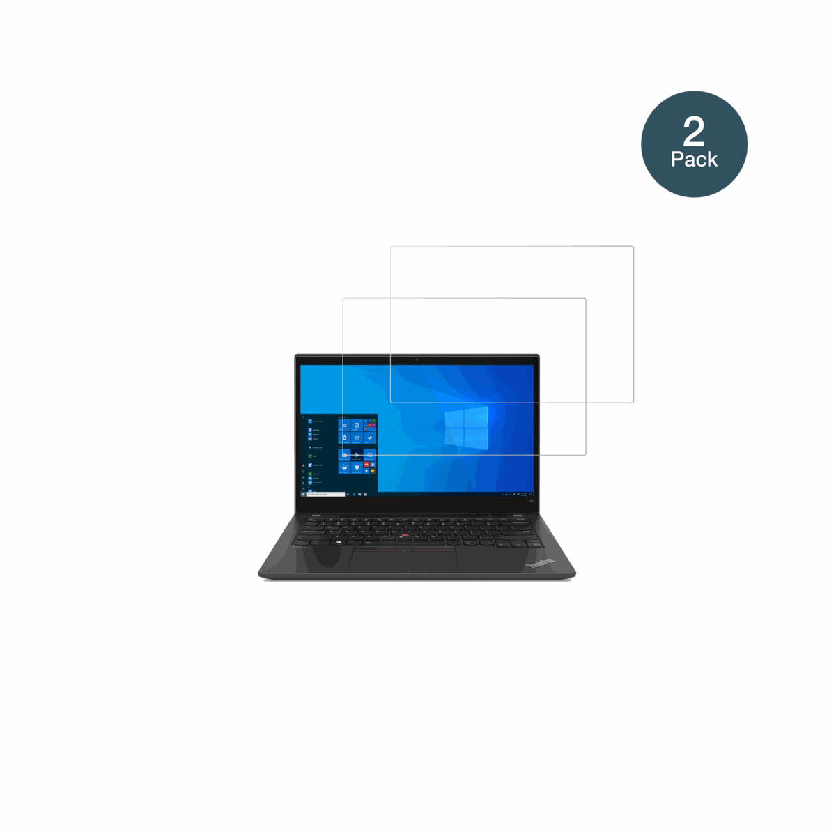 LenovoThinkPad T14s Gen 2 mit aufgebrachter dipos Flex Schutzfolie, glasklare Darstellung ohne Einschränkungen