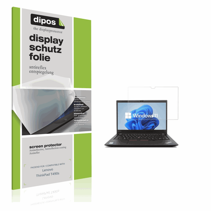 Matte Displayschutzfolie von dipos passend für Lenovo ThinkPad T490s, präziser Zuschnitt und blasenfrei montiert