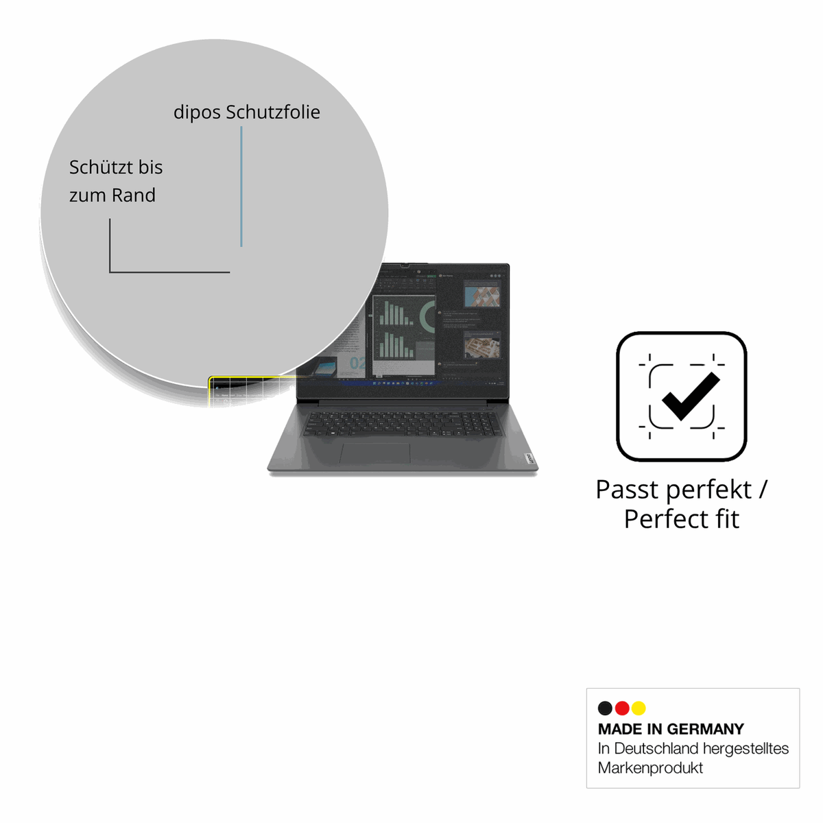 Schutz gegen Kratzer auf dem Lenovo V17 IRU G4 Glas durch Schlüssel oder Ähnliches