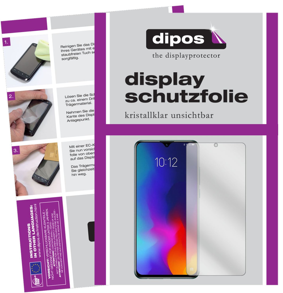 Klare Displayschutzfolie von dipos passend für Lenovo Z6 Lite, präziser Zuschnitt und blasenfrei montiert