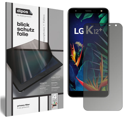 Blickschutzfolie von dipos passend für LG K12 Plus, präziser Zuschnitt und blasenfrei montiert