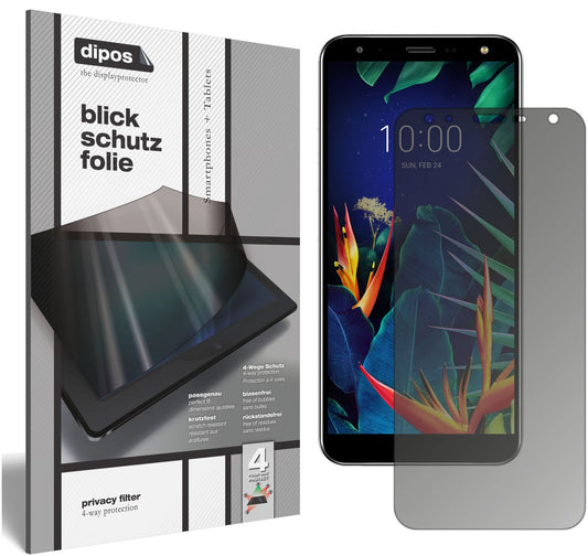 Blickschutzfolie von dipos passend für LG K40S, präziser Zuschnitt und blasenfrei montiert