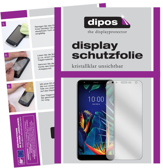 Klare Displayschutzfolie von dipos passend für LG K40S, präziser Zuschnitt und blasenfrei montiert
