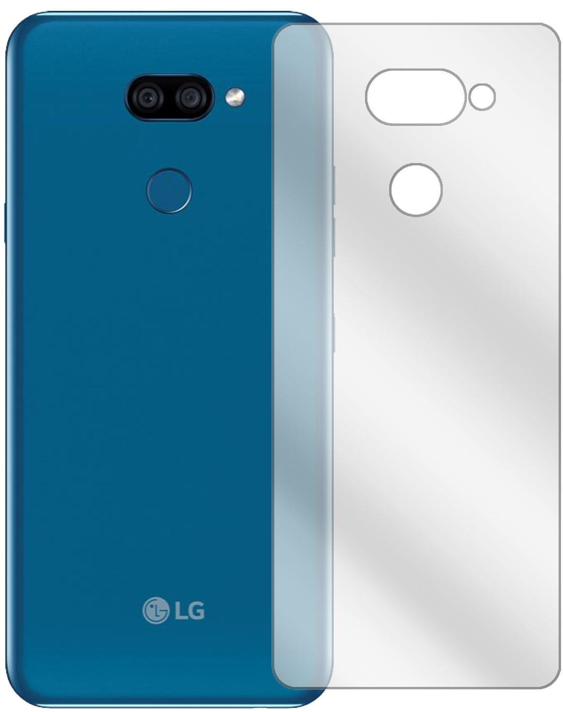 LGK40s Rückseite mit aufgebrachter dipos Displayschutzfolie, glasklare Darstellung ohne Einschränkungen