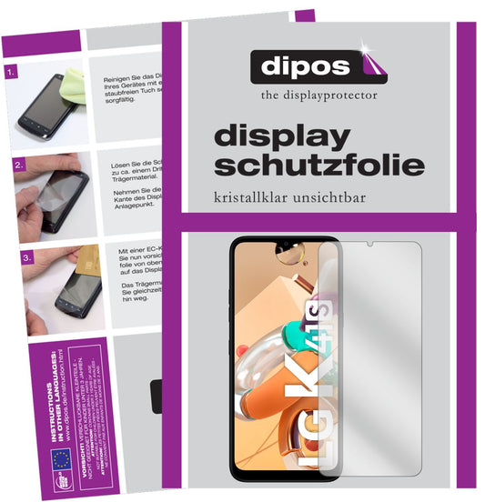 Klare Displayschutzfolie von dipos passend für LG K41S, präziser Zuschnitt und blasenfrei montiert