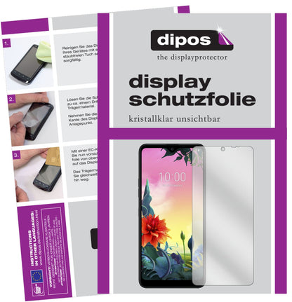 Klare Displayschutzfolie von dipos passend für LG K50S, präziser Zuschnitt und blasenfrei montiert