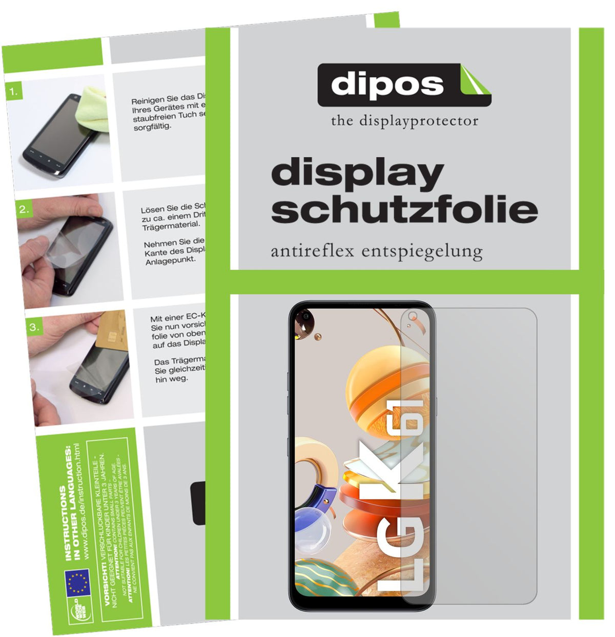 Matte Displayschutzfolie von dipos passend für LG K61, präziser Zuschnitt und blasenfrei montiert