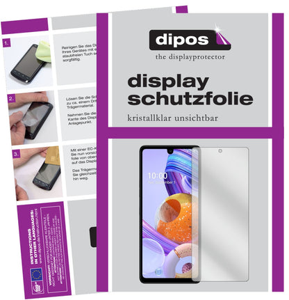 Klare Displayschutzfolie von dipos passend für LG K71, präziser Zuschnitt und blasenfrei montiert