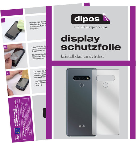 Klare Displayschutzfolie von dipos passend für LG K71 Rückseite, präziser Zuschnitt und blasenfrei montiert