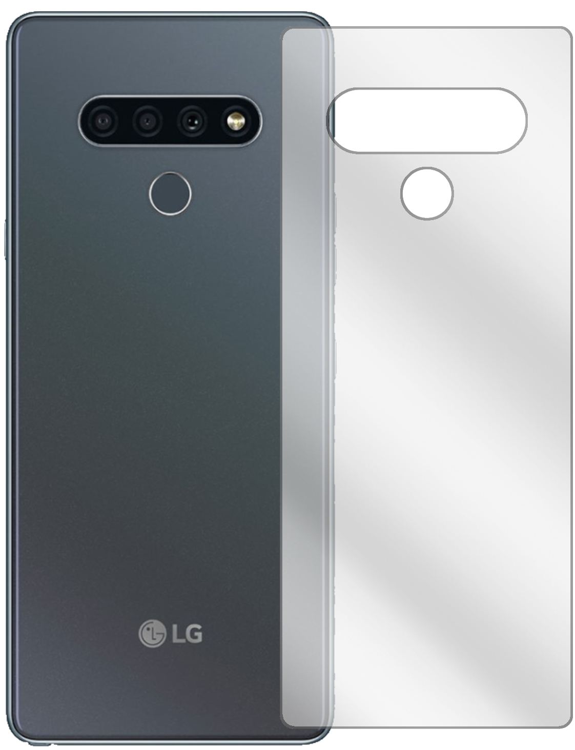 LGK71 Rückseite mit aufgebrachter dipos Displayschutzfolie, glasklare Darstellung ohne Einschränkungen