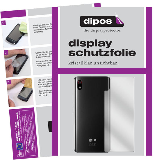 Klare Displayschutzfolie von dipos passend für LG W10 Alpha Rückseite, präziser Zuschnitt und blasenfrei montiert