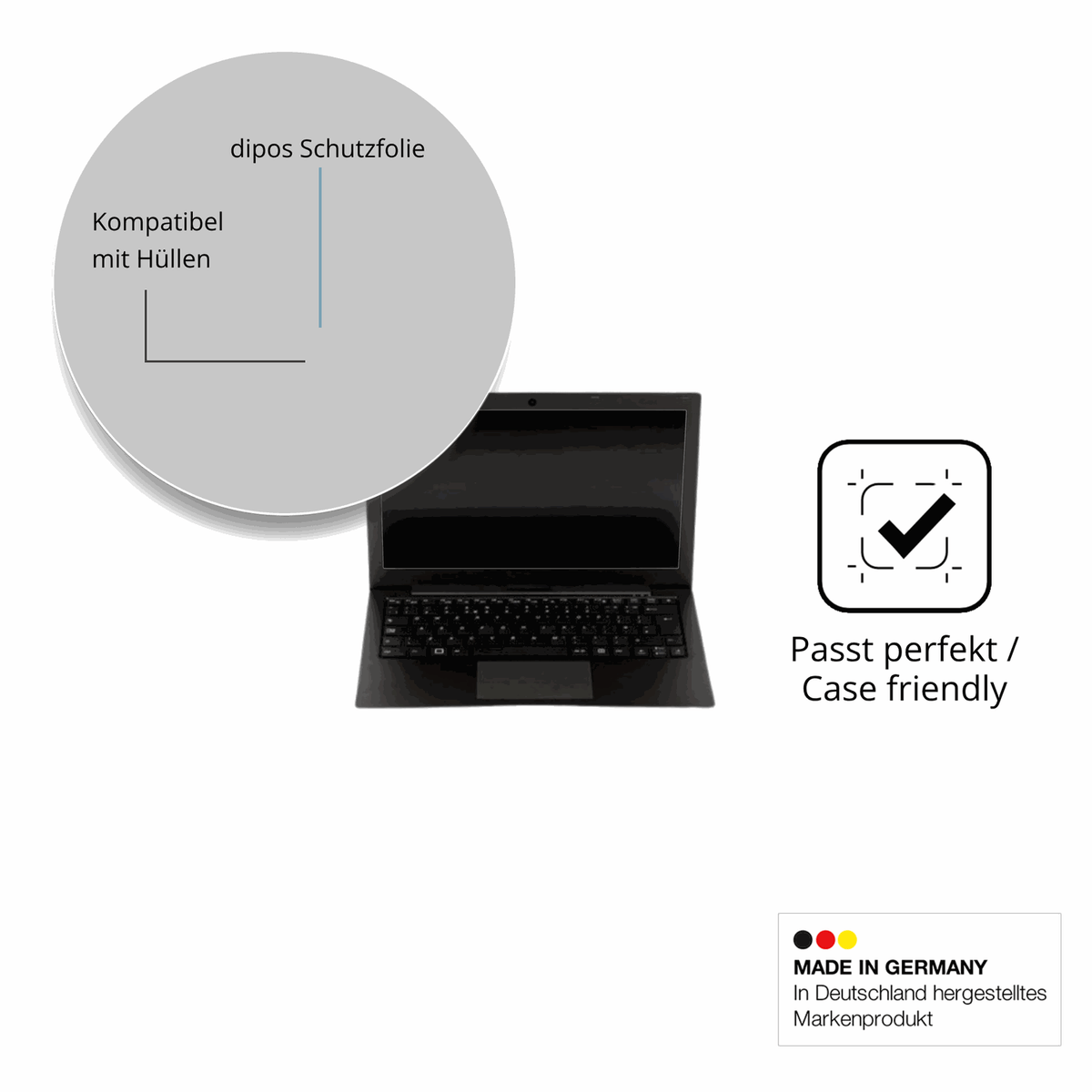 Schutzfolie mit optimaler Passform, zur Verwendung mit Hüllen geeignet