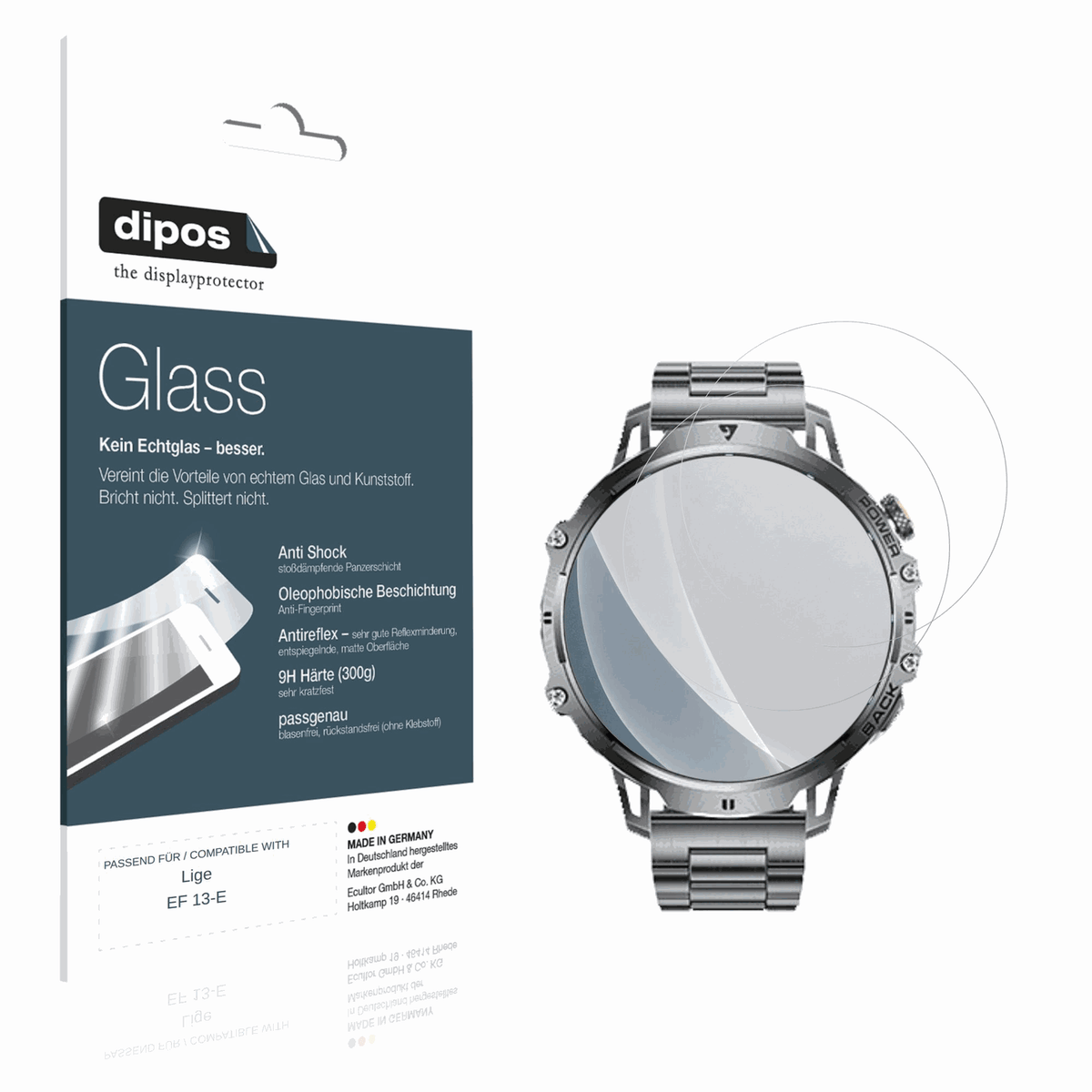 Matte Displayschutzfolie von dipos passend für ligeef 13-e, 9H kratzfest und blasenfrei montiert