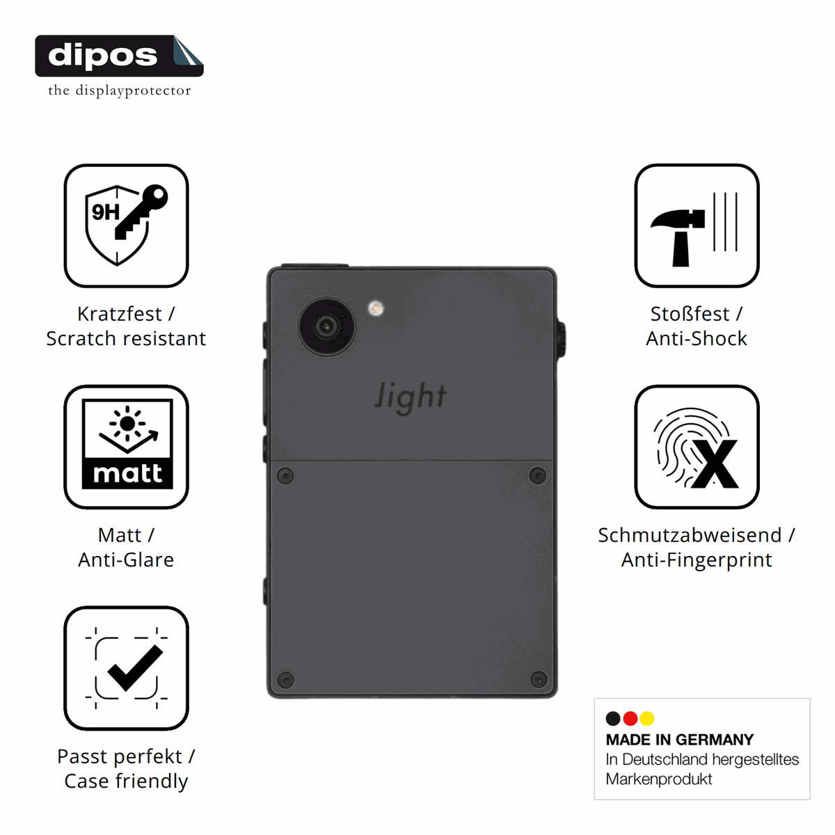 2x 9H Schutzfolie matt für Light Phone 3 Rückseite Panzerfolie
