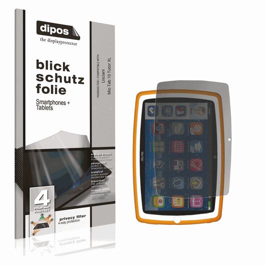 Blickschutzfolie von dipos passend für Lisciani Mio Tab 10 Tutor XL, präziser Zuschnitt und blasenfrei montiert