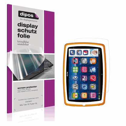 Klare Displayschutzfolie von dipos passend für Lisciani Mio Tab 10 Tutor XL, präziser Zuschnitt und blasenfrei montiert