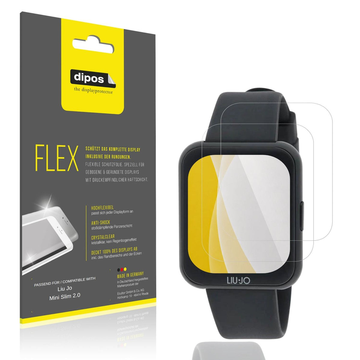 Klare Displayschutzfolie von dipos passend für Liu Jo Mini Slim 2.0, 100% Displayabdeckung und blasenfreie Montage