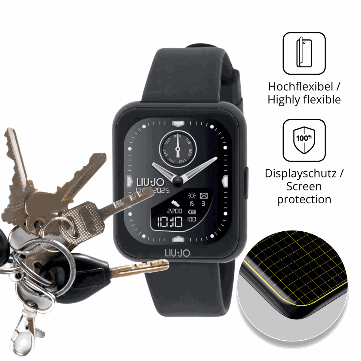 dipos Displayschutz für Liu Jo Mini Slim 2.0, transparente Oberfläche, geringe Dicke und perfekte Passform
