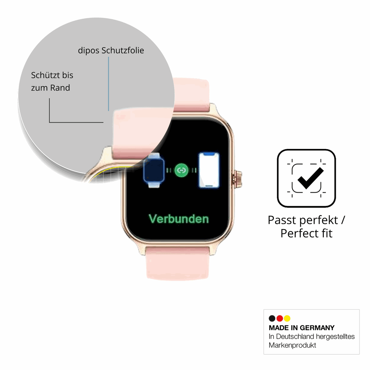 Schutzfolie mit optimaler Passform, zur Verwendung mit Hüllen geeignet