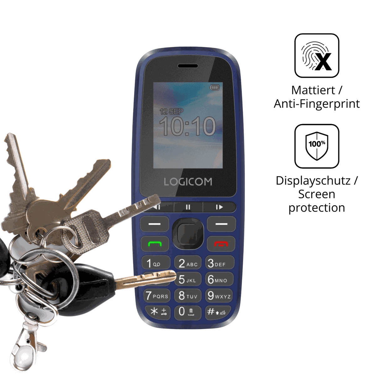 dipos Displayschutz für Logicom P199e, mattierte Oberfläche, Blickschutzfilter und perfekter Passform