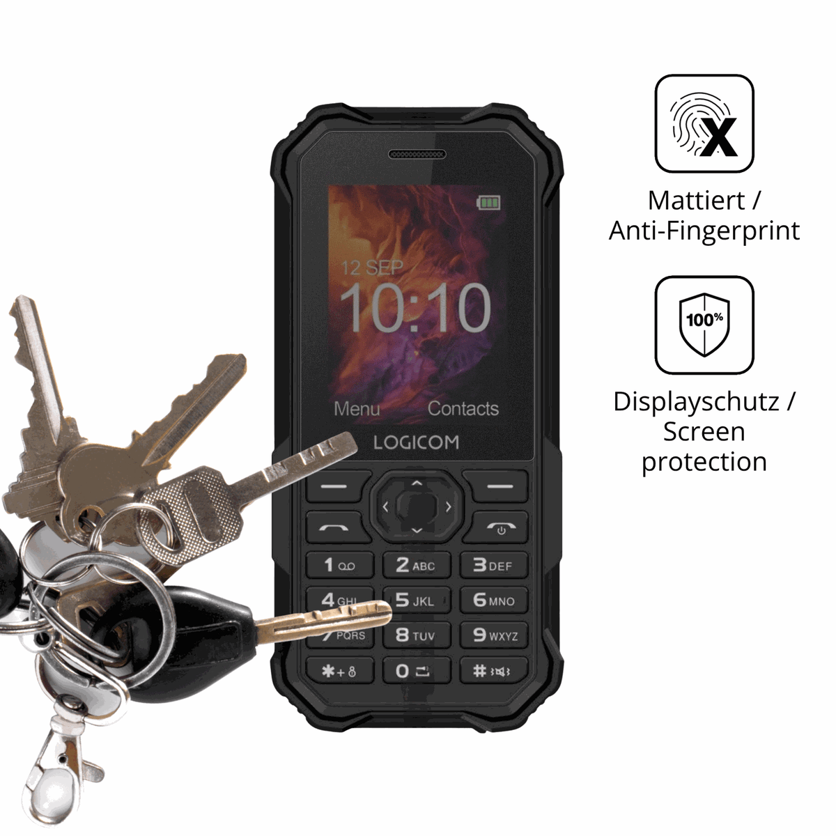 dipos Displayschutz für Logicom Xtrem 40 Pro, mattierte Oberfläche, Blickschutzfilter und perfekter Passform