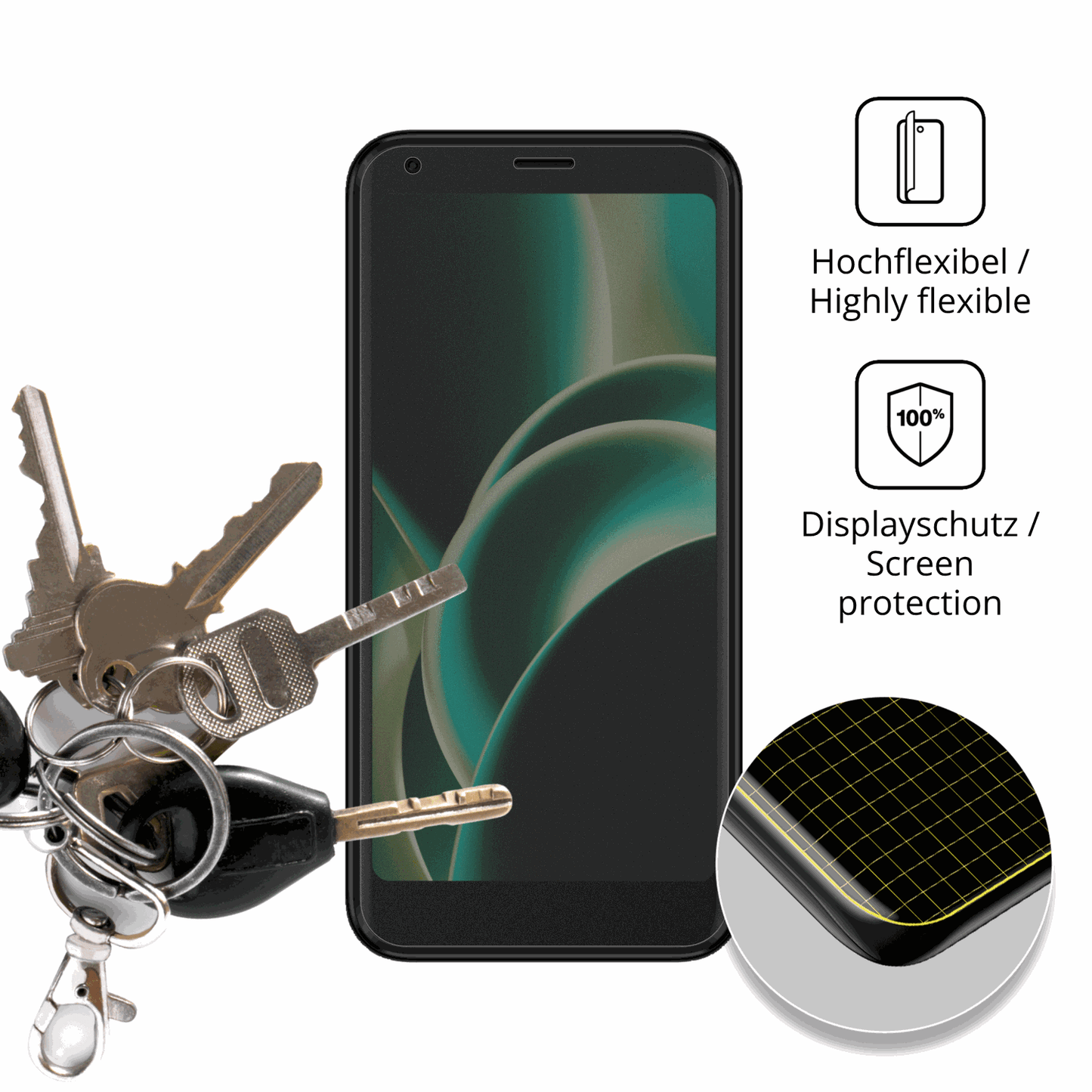 dipos Displayschutz für Logicom Five Pro, mit Blickschutzfilter und perfekter Passform auch für die Rundungen