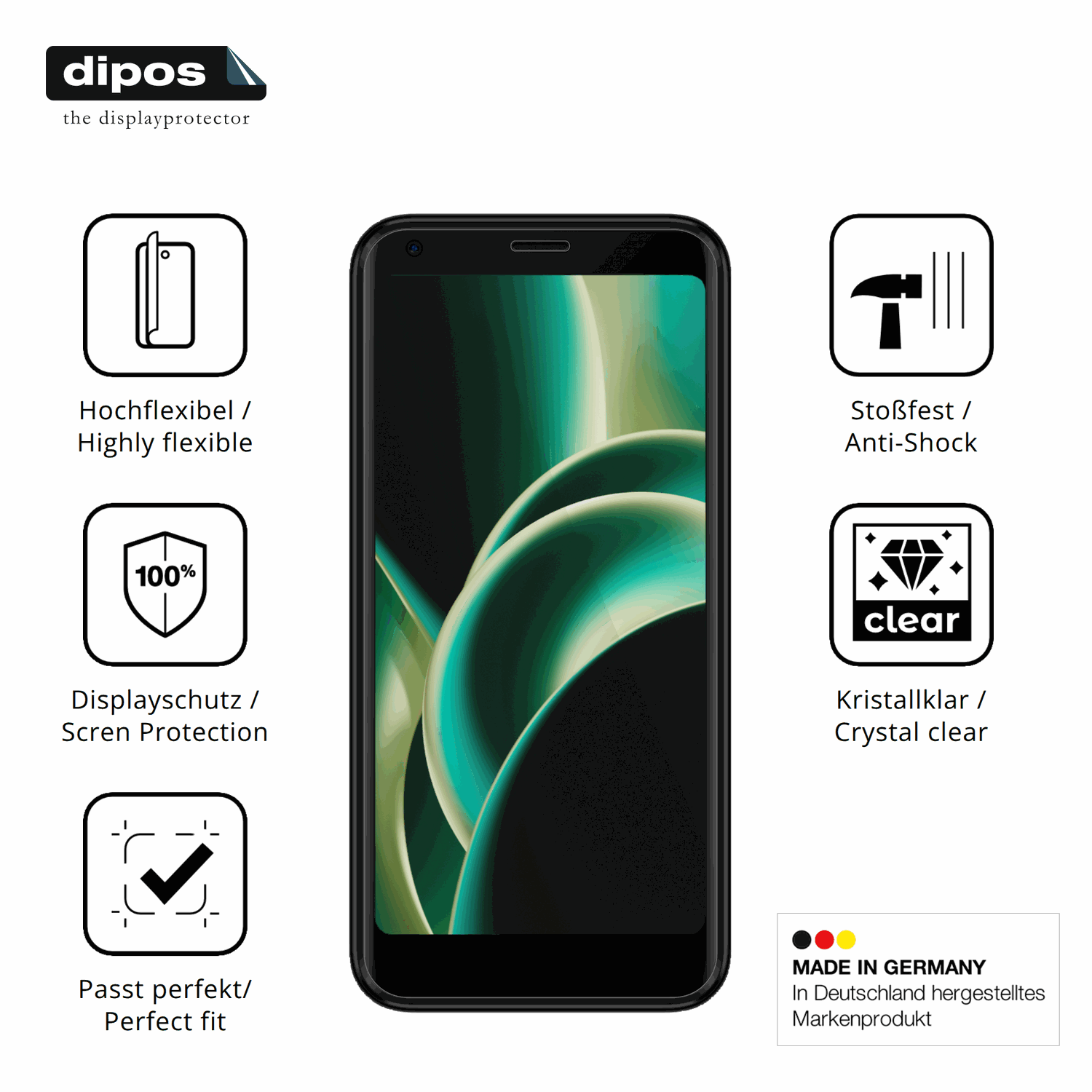 Displayschutz hergestellt in Deutschland, höchste Qualität made in Germany