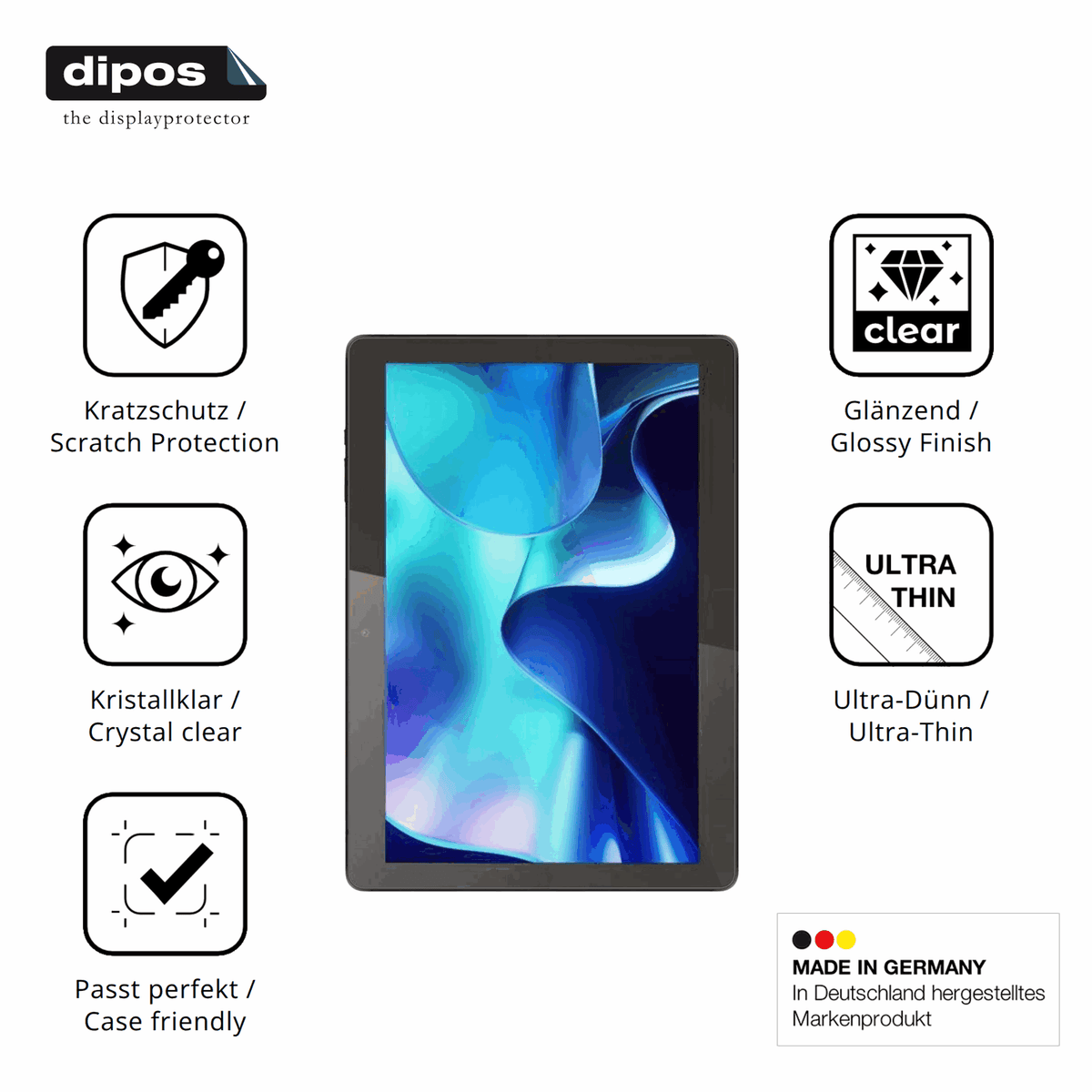 2x Schutzfolie klar für Logicom Tab 134 Display-Schutzfolie