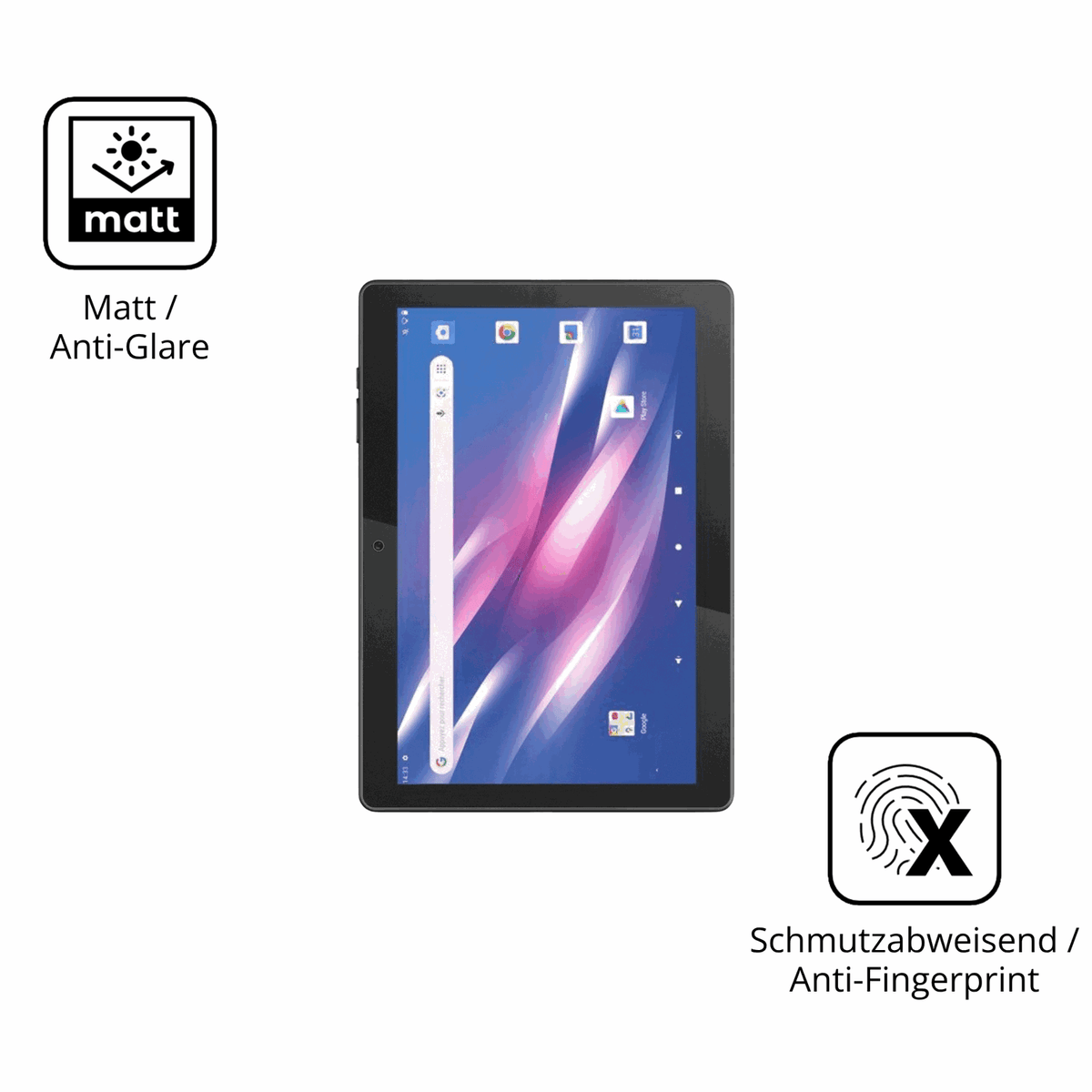 2x 9H Schutzfolie matt für Logicom Tab Link 4G 104 Panzerfolie