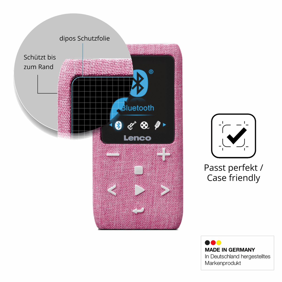 Schutzglasfolie mit optimaler Passform, zur Verwendung mit Hüllen geeignet