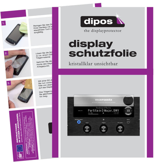 Klare Displayschutzfolie von dipos passend für Marantz PM7000N, präziser Zuschnitt und blasenfrei montiert