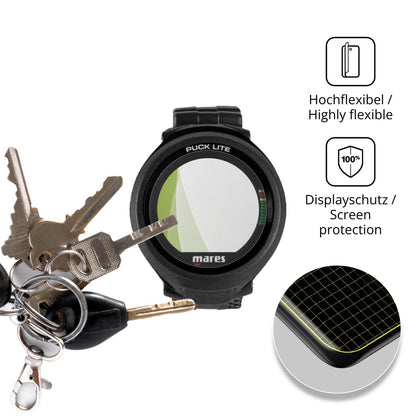 dipos Displayschutz für Mares Puck Lite, transparente Oberfläche, perfekte Passform auch für die Rundungen