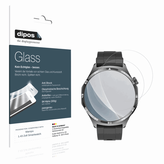 Matte Displayschutzfolie von dipos passend für marsyu1.43 zoll smartwatch, 9H kratzfest und blasenfrei montiert