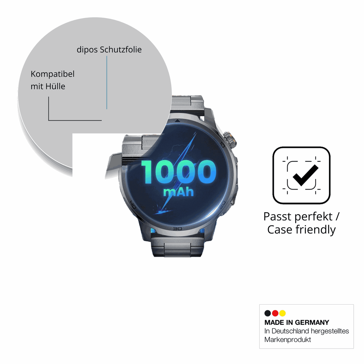 Schutzfolie mit optimaler Passform, zur Verwendung mit Hüllen geeignet