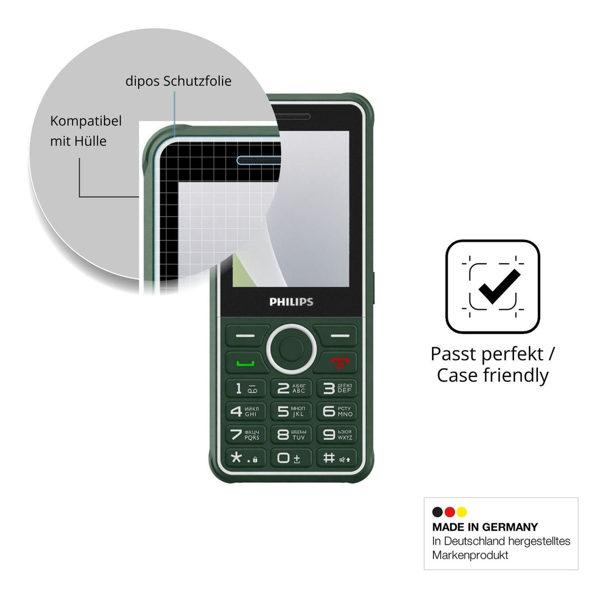 Schutzfolie mit optimaler Passform, zur Verwendung mit Hüllen geeignet