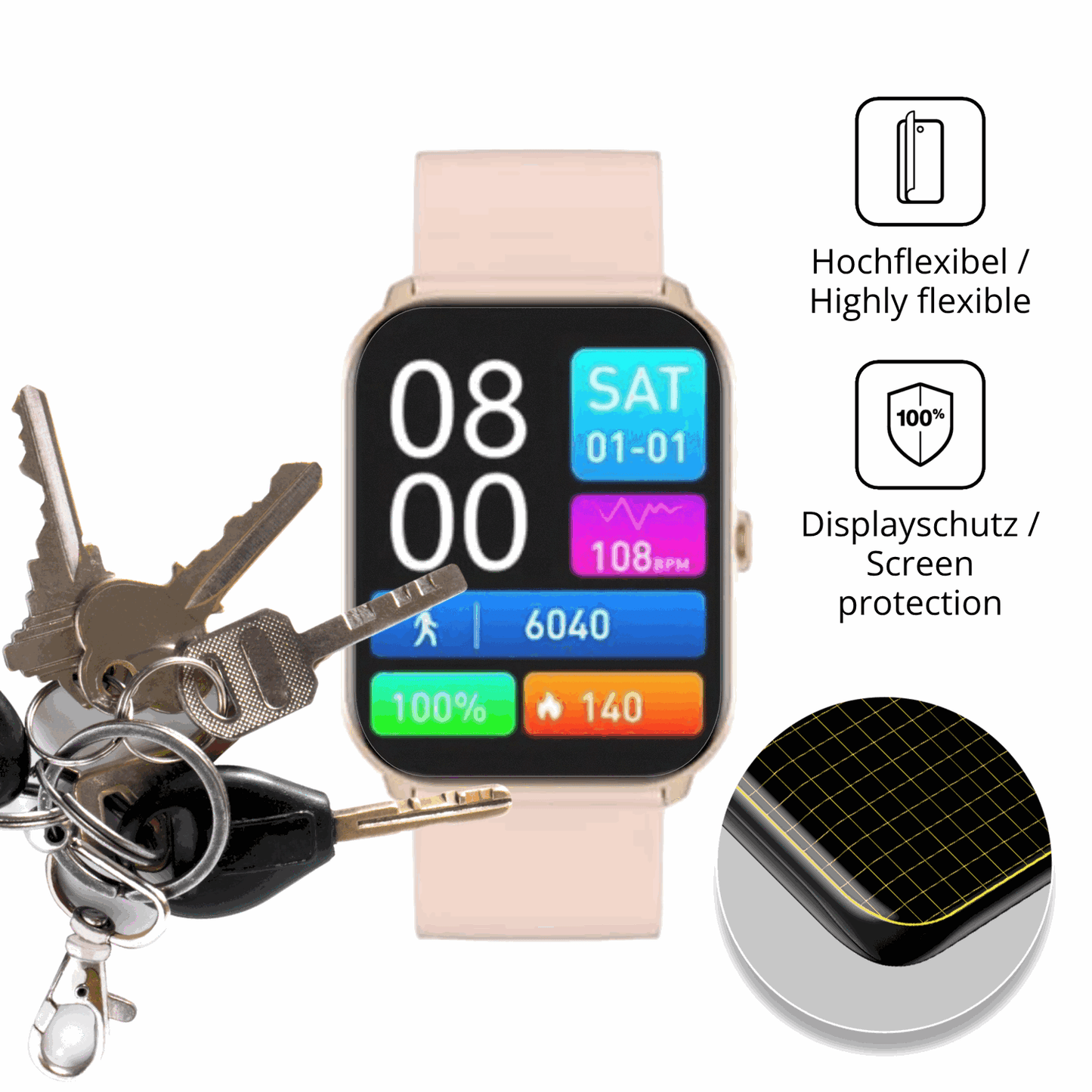 dipos Displayschutz für MaxCom FW36, transparente Oberfläche, perfekte Passform auch für die Rundungen