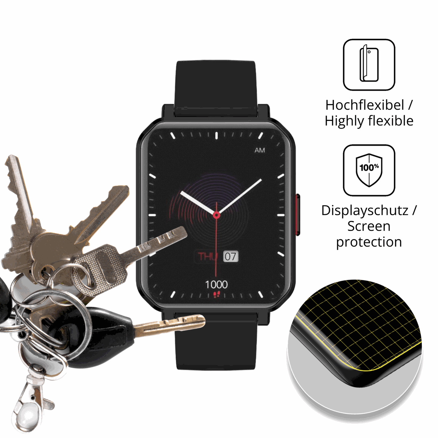 dipos Displayschutz für MaxCom FW56 Carbon Pro, transparente Oberfläche, perfekte Passform auch für die Rundungen
