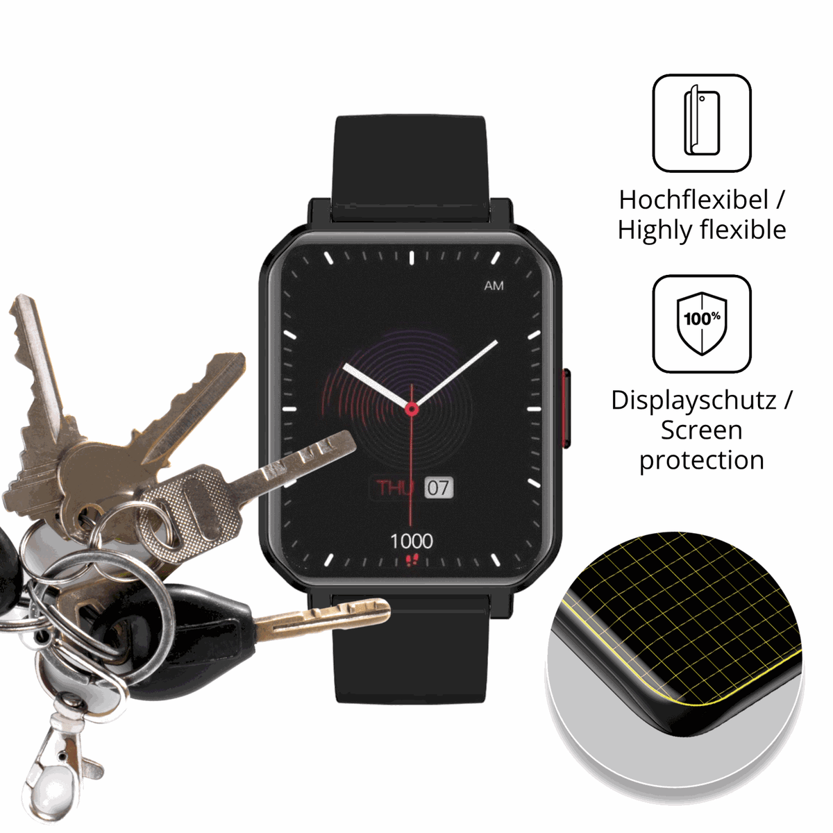 dipos Displayschutz für MaxCom FW56 Carbon Pro, transparente Oberfläche, perfekte Passform auch für die Rundungen