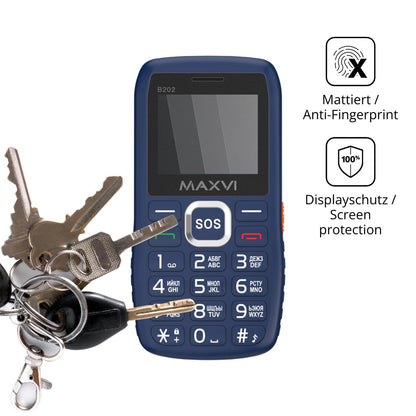 dipos Displayschutz für Maxvi B202, mattierte Oberfläche, Blickschutzfilter und perfekter Passform