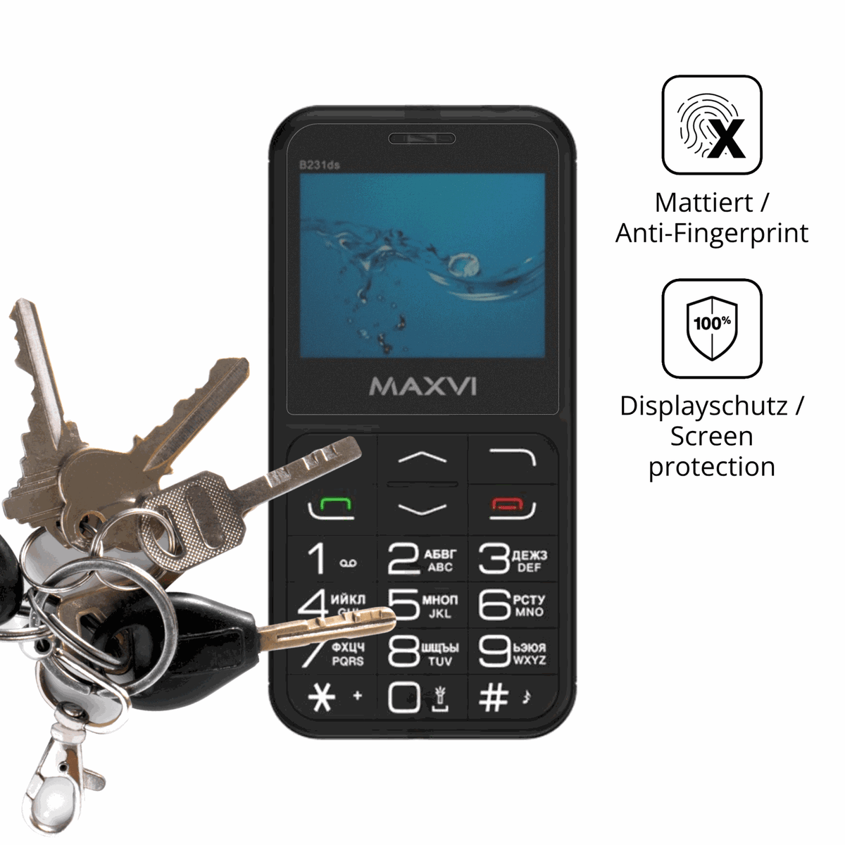 dipos Displayschutz für Maxvi B231ds, mattierte Oberfläche, Blickschutzfilter und perfekter Passform