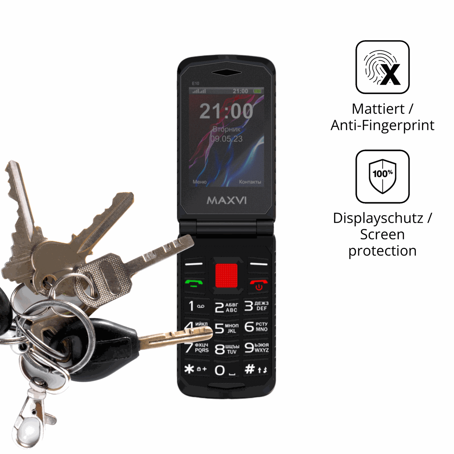 dipos Displayschutz für Maxvi E10, mattierte Oberfläche, Blickschutzfilter und perfekter Passform