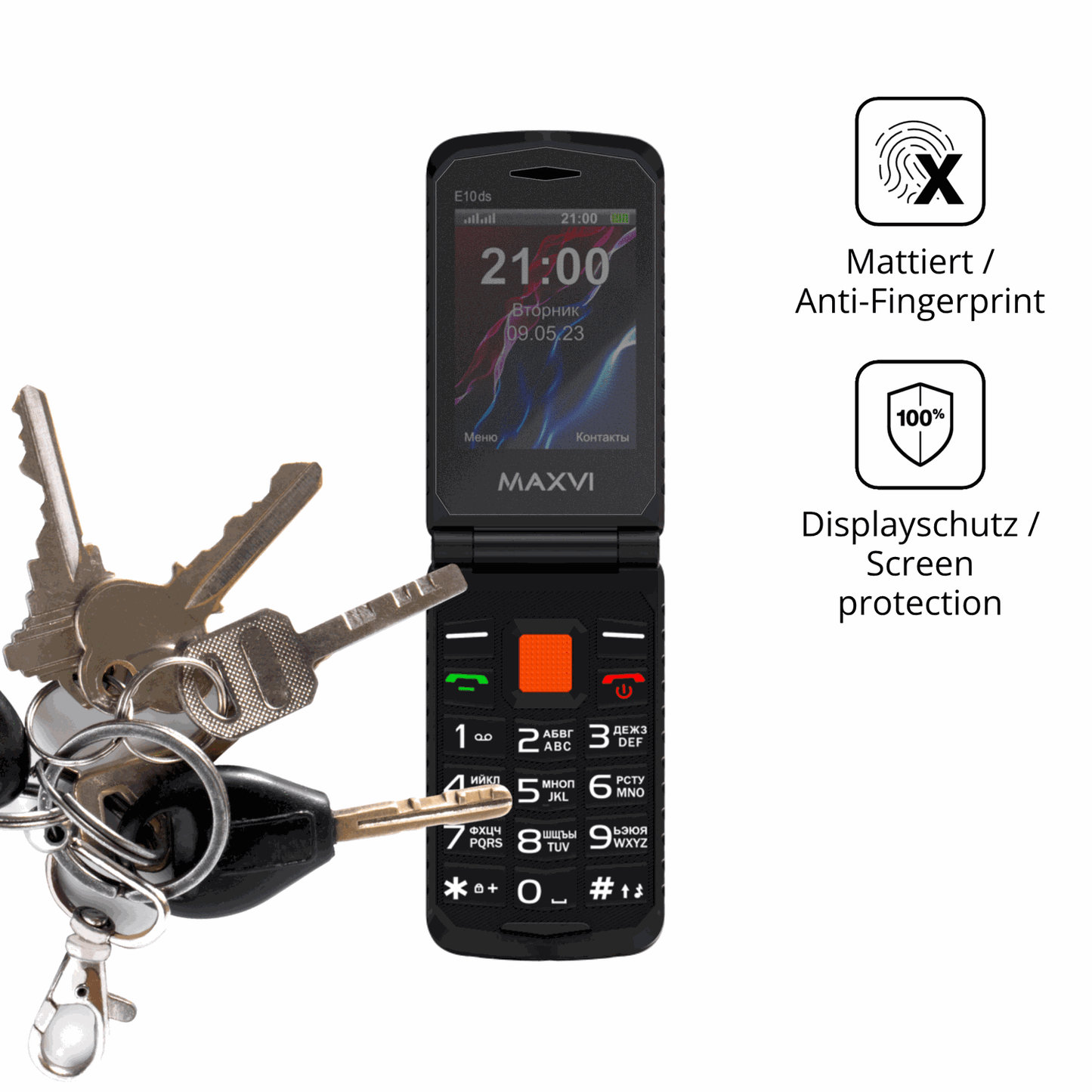 dipos Displayschutz für Maxvi E10ds, mattierte Oberfläche, Blickschutzfilter und perfekter Passform