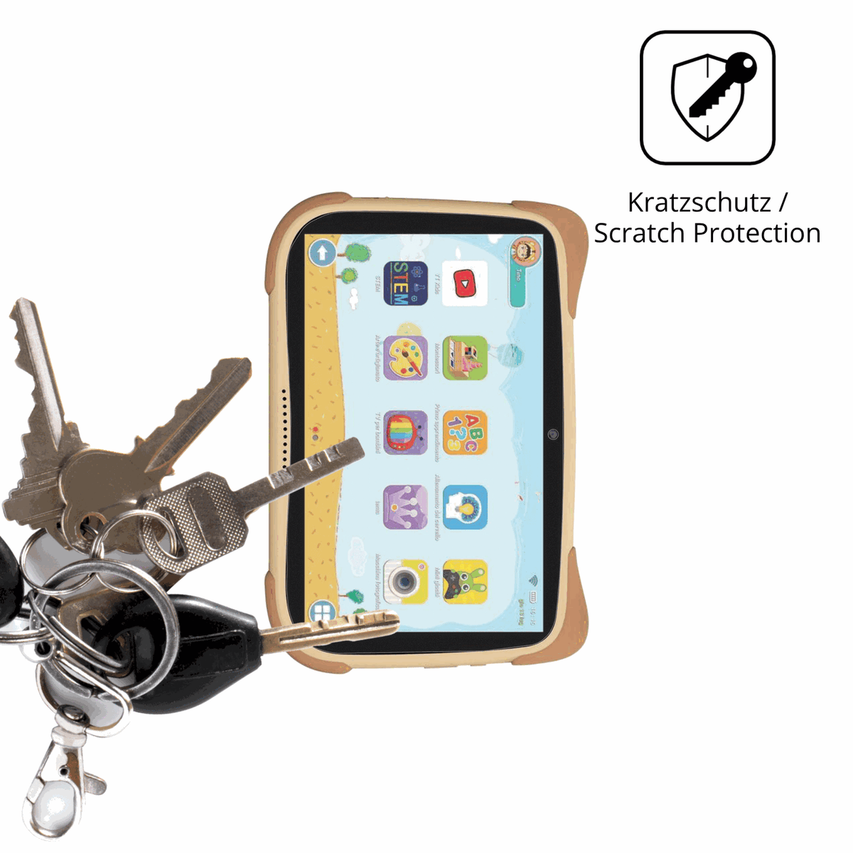 Schutz gegen Kratzer auf dem Mediacom Smart Kid 8 Glas durch Schlüssel oder Ähnliches